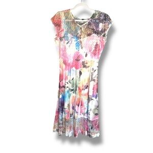 Komarov Floral Cap Sleeve Midi Dress Size XL High Tea Party Wedding Guest Easter